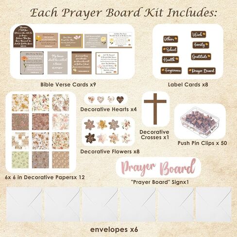 chunful 100 PCS Fleat Board Board Supplies for Women with Pins Envelope and Bible Verse Quotes Floral Christian Gip in Kuwait