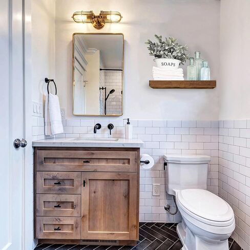 QEEIG Floating Shelves for Wall Bathroom Shelf Bedroom Kitchen Living Room Hanging Book Shelves Small Farmhouse Decor 16 inch Set of 3, Rustic Brown (015-BN3) in Kuwait