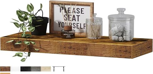 QEEIG Floating Shelves for Wall Bathroom Shelf Bedroom Kitchen Living Room Hanging Book Shelves Small Farmhouse Decor 16 inch Set of 3, Rustic Brown (015-BN3) in Kuwait