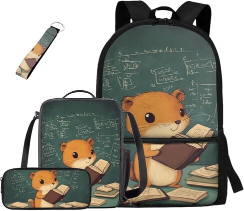 Rnyleeg Animal Backpack for Kids Novelty School Backpack with Lunch Box for Girls Boys 4 Pcs Bookbag Set for Elementary Middle School Cute Daypack with Accessories in Saudi Arabia