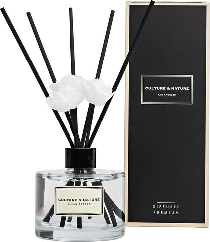 CULTURE & NATURE Reed Diffuser Set 6.7oz (200ml) Clean Cotton Scented Diffuser with Sticks Home Fragrance Reed Diffuser for Bathroom Shelf Decor in Saudi Arabia