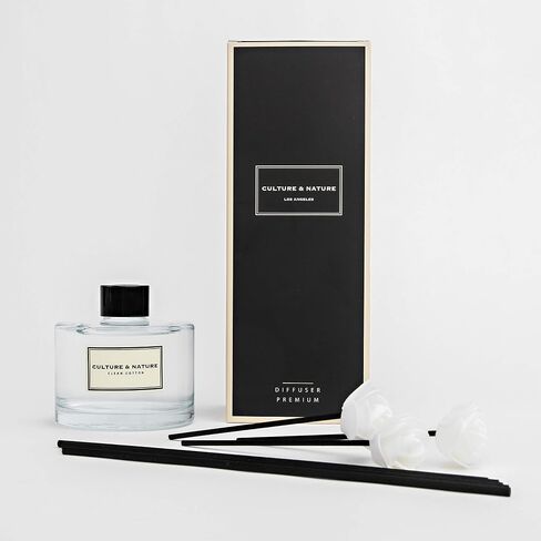 CULTURE & NATURE Reed Diffuser Set 6.7oz (200ml) Clean Cotton Scented Diffuser with Sticks Home Fragrance Reed Diffuser for Bathroom Shelf Decor in Saudi Arabia