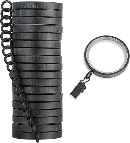 MODE Cambria Designer Series - Premium Easy Glide 18 Count Curtain Rings - Metal with Smooth, Quiet Nylon Inserts with Clips - 2 inch Diameter (1-5/8 inch Inside Diameter) - Oil Rubbed Bronze in Kuwait