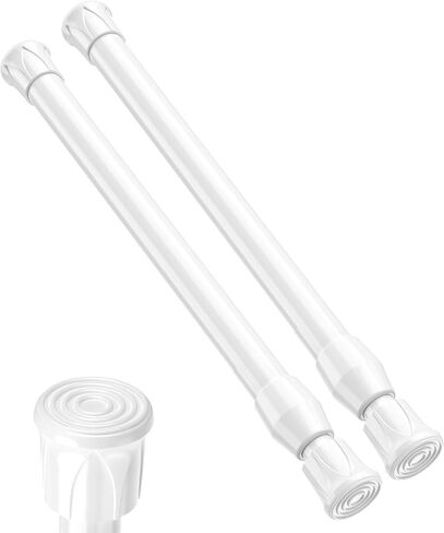 Tension Curtain Rod 12-20inches Small Tension Rods White Adjustable Spring Tension Curtain Rods 2 Pack Mini Curtain Rod Short for Cupboard Closet Rod Kitchen Drawers No Drill Cupboard Cabinets in Saudi Arabia