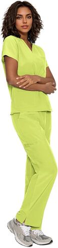 الدعك للنساء ، سراويل V-Neck Scrubs Top & Cargo مع 12 جيوبًا ، حزامًا لليوغا ، 4 طرق تمتد in Saudi Arabia