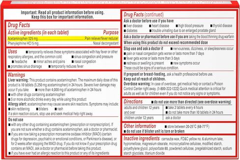 Sudafed PE Sinus Pressure + Pain Relief Tablets, Maximum Strength, Non-Drowsy, OTC Sinus Relief Medicine with Acetaminophen Pain Reliever & Phenylephrine HCl Nasal Decongestant, 24 ct in Saudi Arabia