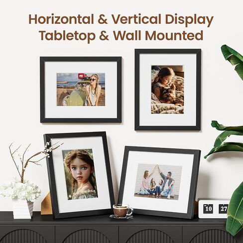 5x7 Picture Frames Set of 3 with Mat to Display 4x6 Picture,Plastic Black Photo Frame for Poster,Diploma,Certificate and Document with Tabletop and Wall Decor in Saudi Arabia