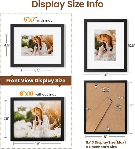 5x7 Picture Frames Set of 3 with Mat to Display 4x6 Picture,Plastic Black Photo Frame for Poster,Diploma,Certificate and Document with Tabletop and Wall Decor in Saudi Arabia