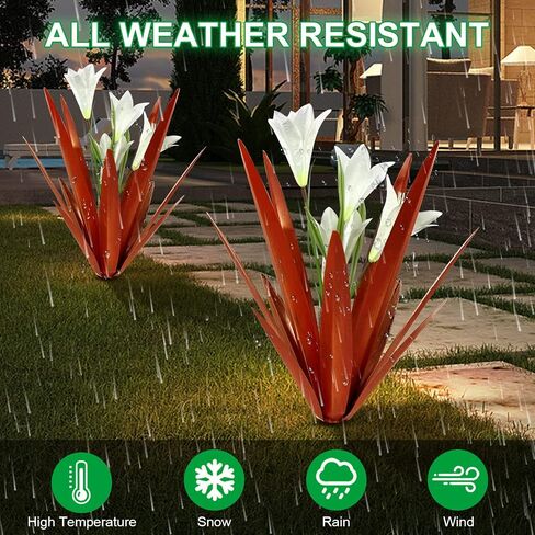 Homight Metal Agave Plant Outdoor Decoration Outdoor Garden Decoration Lily Mexican Yard Art Plant Garden Agave Lily Decorative Garden Gift… (2 Big Red Lilies) in Saudi Arabia