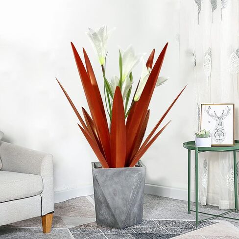 Homight Metal Agave Plant Outdoor Decoration Outdoor Garden Decoration Lily Mexican Yard Art Plant Garden Agave Lily Decorative Garden Gift… (2 Big Red Lilies) in Saudi Arabia