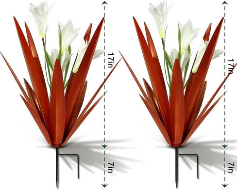 Homight Metal Agave Plant Outdoor Decoration Outdoor Garden Decoration Lily Mexican Yard Art Plant Garden Agave Lily Decorative Garden Gift… (2 Big Red Lilies) in Saudi Arabia