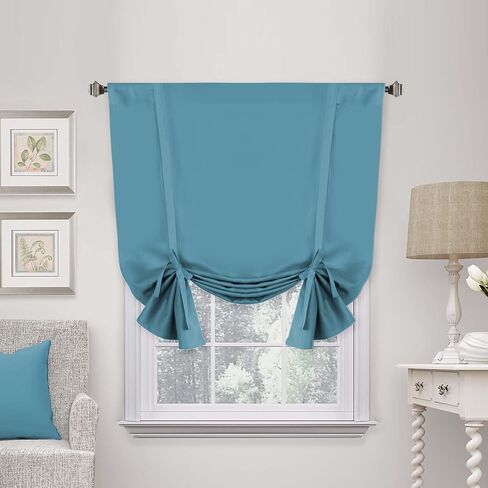 H.VERSAILTEX Pure White Curtain Thermal Insulated Tie Up Window Shade Light Blocking Curtains for Bathroom, Rod Pocket Panel- 42in Wide by 63in Long in Saudi Arabia