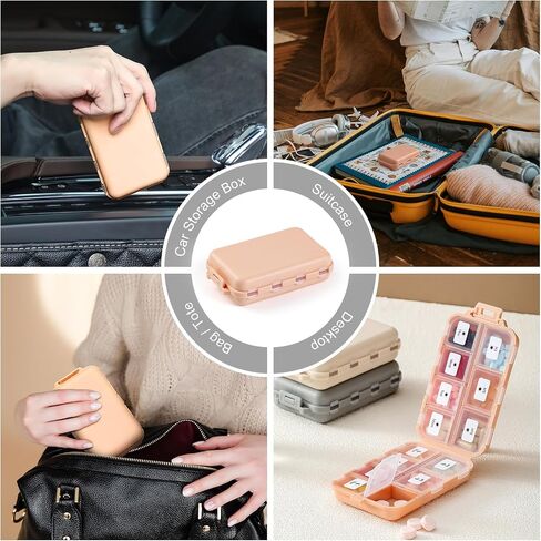 3 حزمة ، 14 شبكات منظم حبوب منع الحمل مربع مع ملصقات - مجموعة أدوية سفر - حاوية الصيدلة اليومية - موزع حامل الأدوية لتخزين مكملات فيتامين زيت السمك in Kuwait