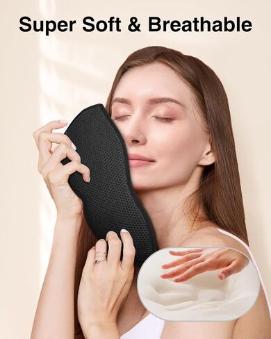 Sleep Mask for Side Sleeper, Eye Mask for Sleeping Women Men, 3D Contoured Cup No Eye Pressure 100% Light Blocking Sleeping Mask with Adjustable Strap Night Blindfold Flight, Travel, Nap, Black in Saudi Arabia