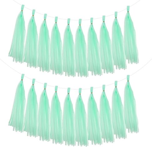 MECCANIXITY 20Pcs Tassel Garland Banner Tissue Paper for Streamers Party Decorations, Valentine's Day Birthday Decor for Women with Rope and Tie Wire (Cream White, 14.6Inch) in Saudi Arabia