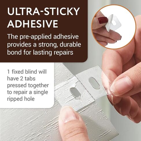 Impresa Clear Vertical Blind Repair Tabs - 20 Clear, Stick-On Tabs (10 Sets) with 2 Alcohol Wipes - Great for Sliding Door, Window, Patio Blinds - Simple Blind Fixing Solution in Saudi Arabia