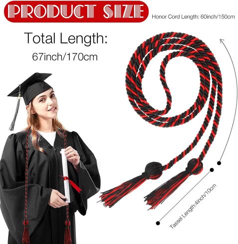 Graduation Cords, Sage Green White Cords for Graduation 2025, Polyester Honor Cord with Tassel, 67" Long Braided Honor Rope for Graduates Bachelor Gown Grad Decorations Party Supplies College in Kuwait