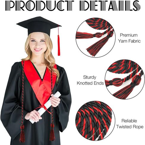 Graduation Cords, Sage Green White Cords for Graduation 2025, Polyester Honor Cord with Tassel, 67" Long Braided Honor Rope for Graduates Bachelor Gown Grad Decorations Party Supplies College in Kuwait