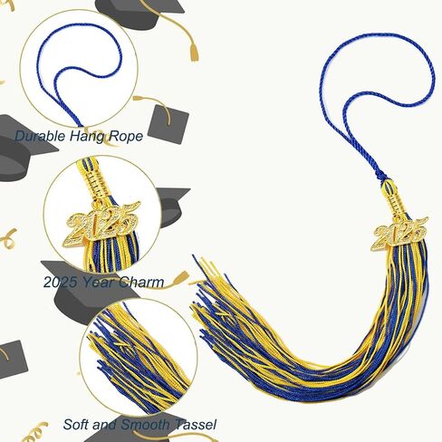 2025 Graduation Tassels,1Pcs Cap Tassel Decoration with 2025 Year Gold Date Charms,Graduate Gifts for Ceremonies Souvenir High School,Blue and White in Saudi Arabia