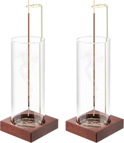 Incense Holder,Wooden Incense Holder for Sticks with 20 Incense Sticks, Anti-ash Incense Burner with Glass Ash Catcher for Meditation Yoga Spa Gift Home Decor in Kuwait