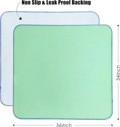 Cosy Family Waterproof Washable Underpads, 34" x 36" - Heavy Absorbency Reusable Bedwetting Incontinence Pads for Adults, Elderly and Pets - Protective Pad, Blue and Green, (Pack of 4) in Saudi Arabia