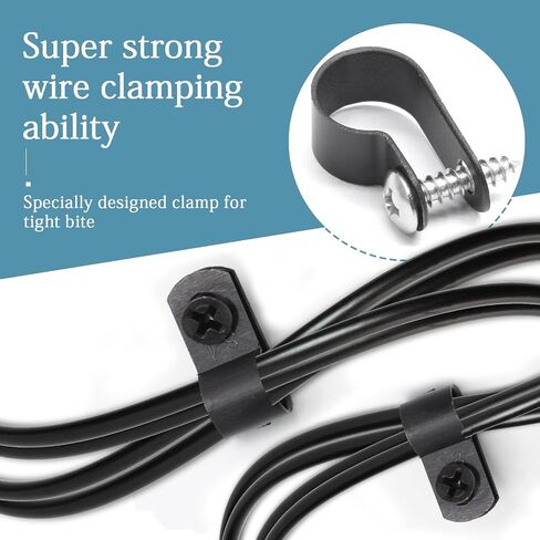 1/4 Inch R-Type Clip Clamp, 100 Pcs | Nylon P-Type Mounting Clips, Cable & Wire Management, Stainless Steel Screws Included in Kuwait