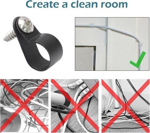 1/4 Inch R-Type Clip Clamp, 100 Pcs | Nylon P-Type Mounting Clips, Cable & Wire Management, Stainless Steel Screws Included in Kuwait