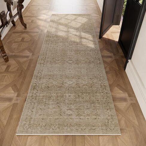 8x10 Area Rugs for Living Room: Washable Rug Stain Resistant Distressed Vintage Floral Rug Non Slip Low Pile Faux Wool Soft Large Area Rugs for Bedroom Bedside Farmhouse Dining Room Kids Nursery in Saudi Arabia