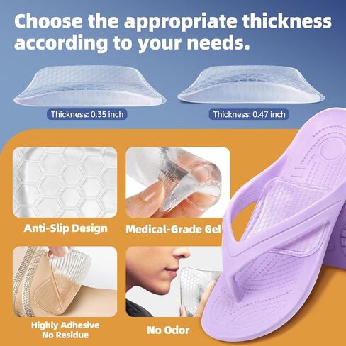Arch Support Inserts Women for Flat Feet, Gel Arch Inserts for Plantar Fasciitis Relief, Non-Slip Arch Support Pads, Two-Option of Different Heights (High-Clear) in Kuwait