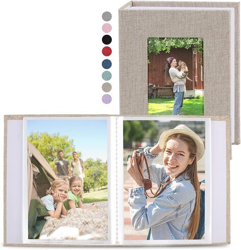 vivinin 2 Pack Photo Album 4x6, Linen Cover Photo Book, Small Photo Album Book for 36 Pockets Hold 72 Pictures, Picture Book for Photos Family Anniversaries Baby Vacations（Gray in Saudi Arabia