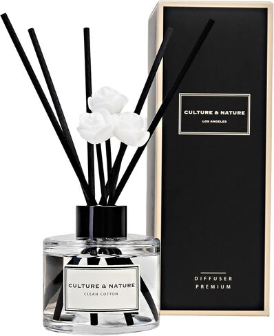 CULTURE & NATURE Reed Diffuser Set 6.7oz (200ml) Clean Cotton Scented Diffuser with Sticks Home Fragrance Reed Diffuser for Bathroom Shelf Decor in Saudi Arabia