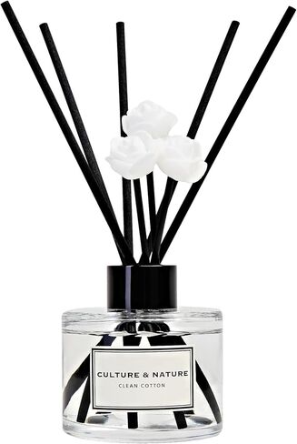CULTURE & NATURE Reed Diffuser Set 6.7oz (200ml) Clean Cotton Scented Diffuser with Sticks Home Fragrance Reed Diffuser for Bathroom Shelf Decor in Saudi Arabia