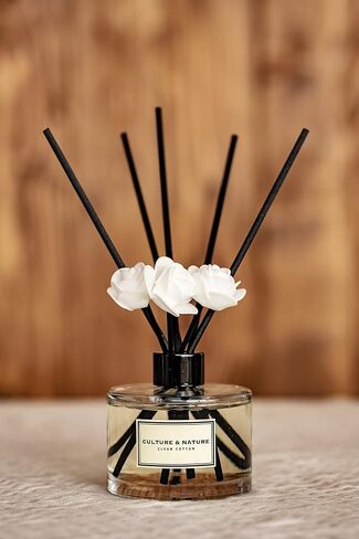 CULTURE & NATURE Reed Diffuser Set 6.7oz (200ml) Clean Cotton Scented Diffuser with Sticks Home Fragrance Reed Diffuser for Bathroom Shelf Decor in Saudi Arabia