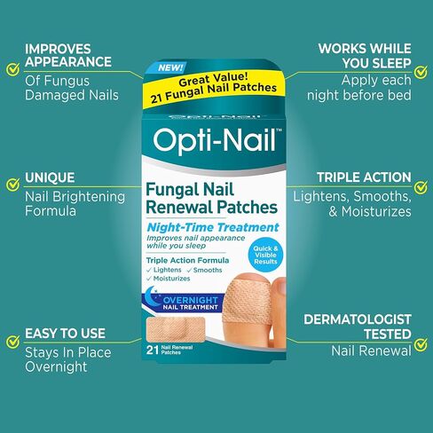 Opti-Nail Fungal Nail Renewal Patches - 21 Patches, Night-Time Treatment Improves Nail Appearance While You Sleep in Saudi Arabia