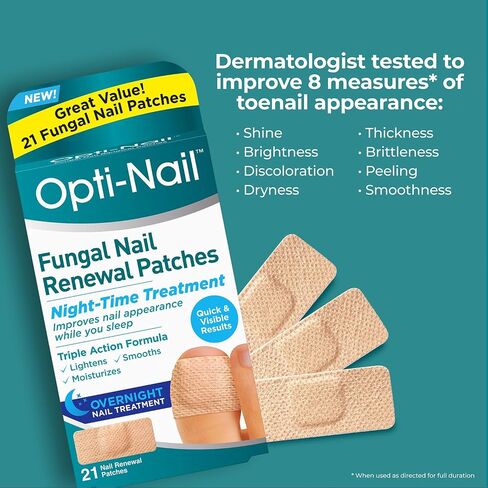 Opti-Nail Fungal Nail Renewal Patches - 21 Patches, Night-Time Treatment Improves Nail Appearance While You Sleep in Saudi Arabia