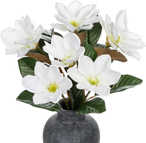 Briful Faux Magnolia Branches 22 Inches Artificial Leaves Stems Faux Greenery for Home Bathroom Table Vase Farmhouse Decor (Dark Green - Pack of 3) in Saudi Arabia