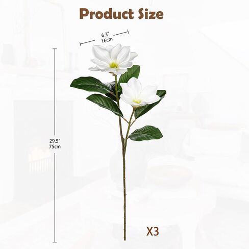 Briful Faux Magnolia Branches 22 Inches Artificial Leaves Stems Faux Greenery for Home Bathroom Table Vase Farmhouse Decor (Dark Green - Pack of 3) in Saudi Arabia