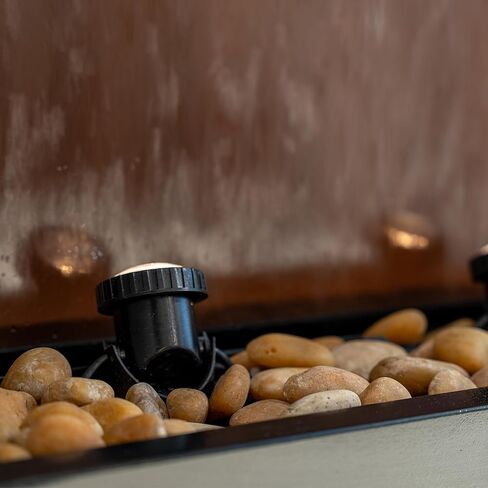 68 in H Freestanding Modern Indoor/Outdoor Waterfall Fountain w/Decorative Rocks, LED Lights & Auto-Shut Off Pump, Stainless Steel/Clear Glass, Silver in Kuwait