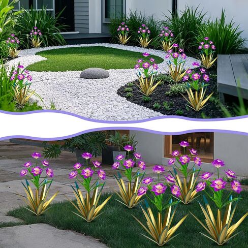 Homight Metal Agave Plant Outdoor Decoration Outdoor Garden Decoration Daffodils Flowers Mexican Yard Art Daffodils Flowers Decorative Garden Gift (2 Big red Daffodil) in Kuwait