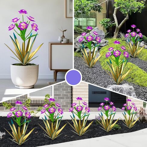 Homight Metal Agave Plant Outdoor Decoration Outdoor Garden Decoration Daffodils Flowers Mexican Yard Art Daffodils Flowers Decorative Garden Gift (2 Big red Daffodil) in Kuwait