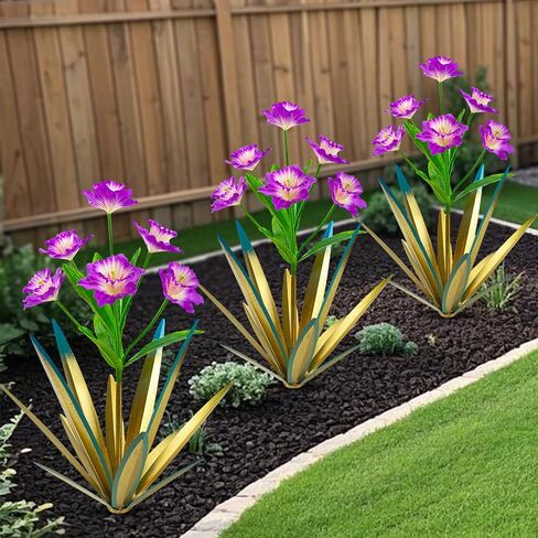 Homight Metal Agave Plant Outdoor Decoration Outdoor Garden Decoration Daffodils Flowers Mexican Yard Art Daffodils Flowers Decorative Garden Gift (2 Big red Daffodil) in Kuwait