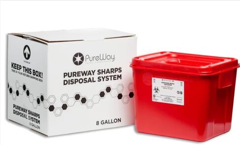 MailBack 1.4 Quart PureWay Sharps Container Disposal System - [PrePaid Return Label Included] for Home, Travel, Professional, and Personal Use in Saudi Arabia