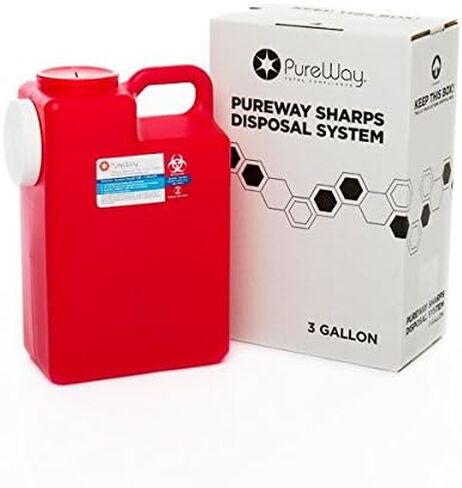 MailBack 1.4 Quart PureWay Sharps Container Disposal System - [PrePaid Return Label Included] for Home, Travel, Professional, and Personal Use in Saudi Arabia