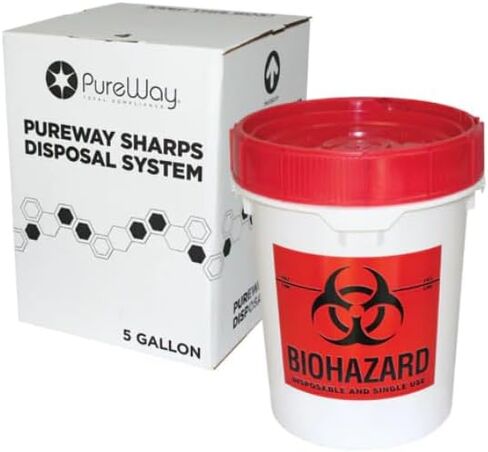 MailBack 1.4 Quart PureWay Sharps Container Disposal System - [PrePaid Return Label Included] for Home, Travel, Professional, and Personal Use in Saudi Arabia