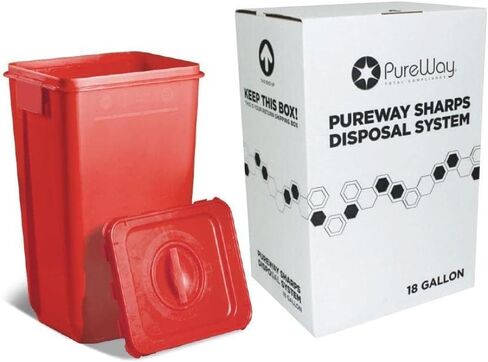 MailBack 1.4 Quart PureWay Sharps Container Disposal System - [PrePaid Return Label Included] for Home, Travel, Professional, and Personal Use in Saudi Arabia