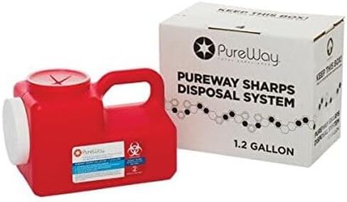 MailBack 1.4 Quart PureWay Sharps Container Disposal System - [PrePaid Return Label Included] for Home, Travel, Professional, and Personal Use in Saudi Arabia