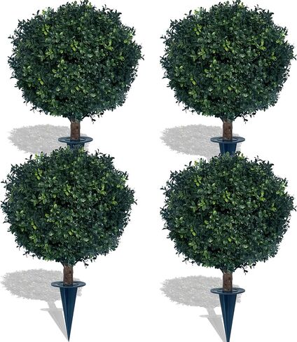 Artificial Boxwood Ball Bush 27" Tree UV Resistance Rated with Spike. Easy to Push in The Ground.Plant Looks Great in a Planter Anywhere. Indoor/Outdoor Decor 2 Pack in Saudi Arabia