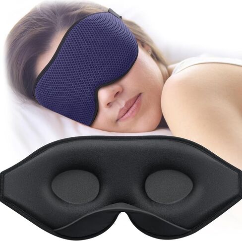 Sleep Mask for Side Sleeper, Eye Mask for Sleeping Women Men, 3D Contoured Cup No Eye Pressure 100% Light Blocking Sleeping Mask with Adjustable Strap Night Blindfold Flight, Travel, Nap, Black in Saudi Arabia