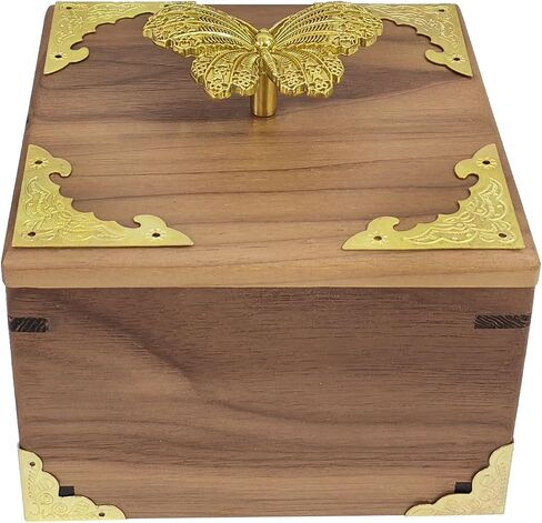 Retro Brass kit, Including Animal Handle, Corner Protector, Decorative Iron Sheet, with Screws, Suitable for DIY and Decorating Jewelry Boxes, Box not Included (Butterfly-S) in Saudi Arabia