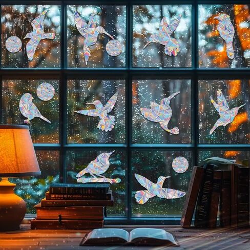 39pcs Rainbow Flower Window Decals to Prevent Bird Strikes, Anti-Collision Window Stickers, Stop Birds from Hitting Windows- Rainbow Prism Static Decals for Glass Doors & Windows in Saudi Arabia